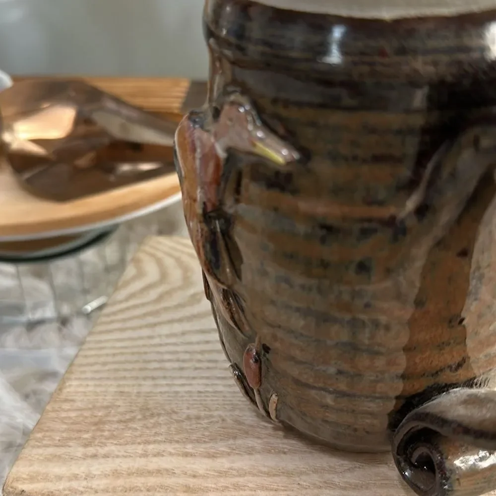 Handmade Mallard & Cattails Pottery Stoneware Coffee Tea Mug‎ Artist Stamped